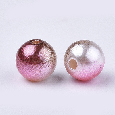 Rainbow ABS Plastic Imitation Pearl Beads X-OACR-Q174-6mm-10-1