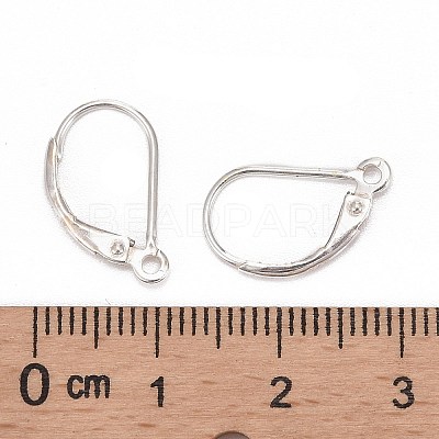 925 Sterling Silver Leverback Hoop Earrings STER-L054-52S-1