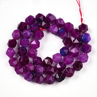 Dyed Natural White Jade Beads Strands G-T139-8mm-45L-1
