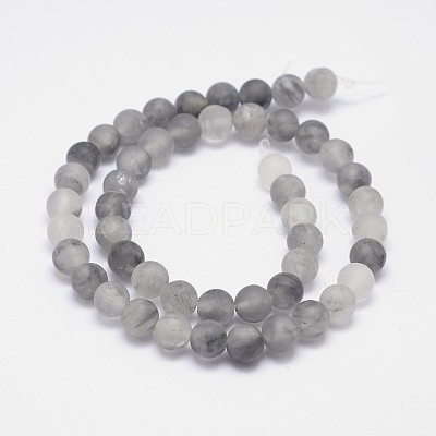 Frosted Natural Cloudy Quartz Round Beads Strands X-G-F255-02-6mm-1