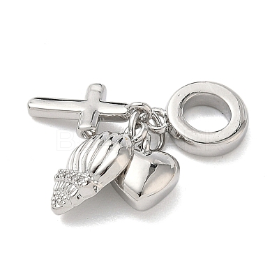 Brass Micro Pave Clear Cubic Zirconia European Dangle Charms KK-D502-13B-P-1