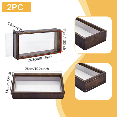 Rectangle Double Sided Clear Acrylic with Wood Display Cases ODIS-WH0038-237A-1