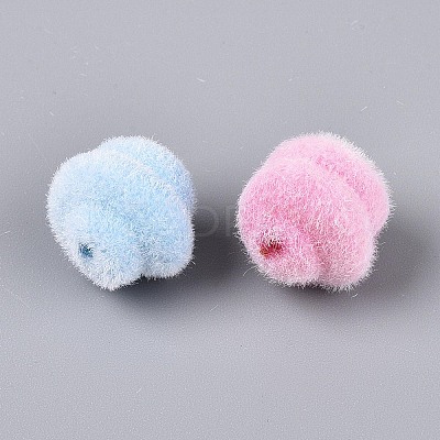 Flocking Opaque Acrylic Twist Beads OACR-T030-14M-B-1