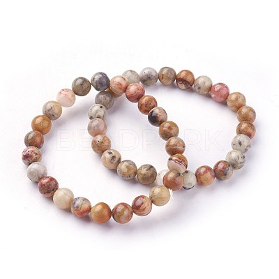 Natural Crazy Agate Beads Stretch Bracelets BJEW-F380-01-B06-1