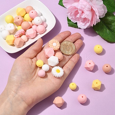 40Pcs Silicone Beads SIL-YW0001-66-1