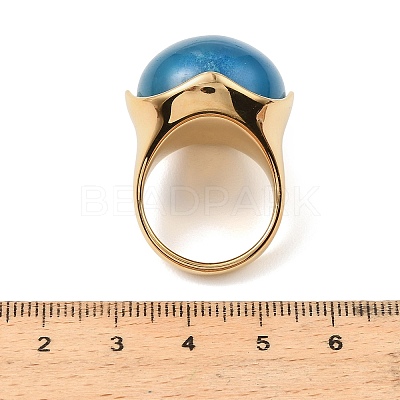 304 Stainless Steel Cat Eyes Finger Rings for Women RJEW-Z143-02G-03-1
