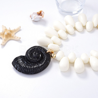 Ocean Plastic Shell Shape Pendant Teardrop Beaded Necklaces for Women FS-WG4B22D-05-1