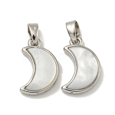 Rack Plating Brass Natural White Shell Pendants LS-KK-U025-06P-01-1