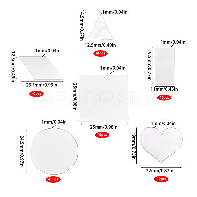240Pcs 6 Styles Glass Mirror AJEW-GL0001-58-1