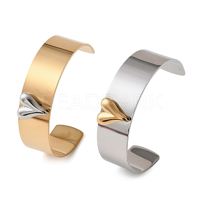 Two Tone 304 Stainless Steel Cuff Bangles BJEW-D465-05A-GP-1