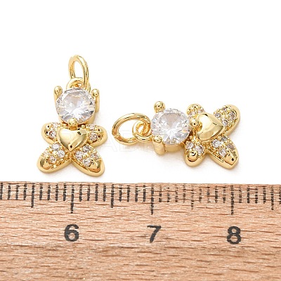 Brass Micro Pave Clear Cubic Zirconia Charms CU-E003-18G-03-1