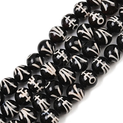 Tibetan Style dZi Beads Strands G-G328-A07-10mm-1