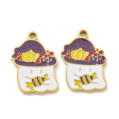 Halloween Theme Ion Plating(IP) 304 Stainless Steel Enamel Pendants STAS-M011-01D-1