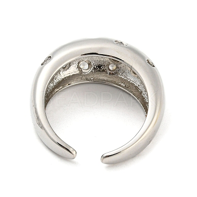 Brass Micro Pave Cubic Zirconia Open Cuff Ring RJEW-C033-15P-1