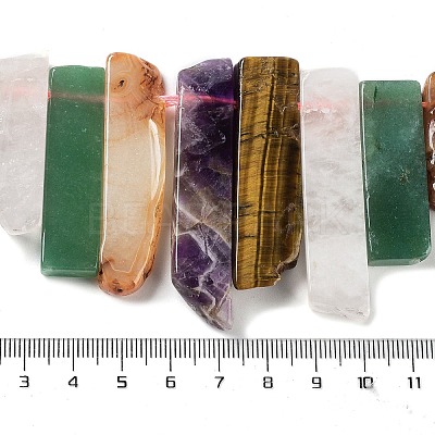 Natural Amethyst & Green Aventurine & Tiger Eye & Rose Quartz & Red Agate Beads Strands G-L551B-10-1