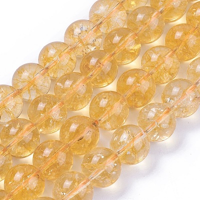 Natural Citrine Beads Strands G-E326-12mm-01-1
