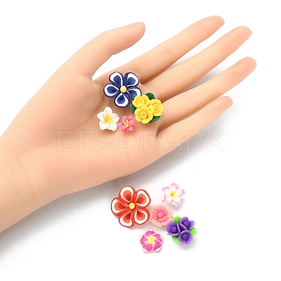20Pcs 5 Style Handmade Polymer Clay Flower Beads CLAY-YW0001-76-1