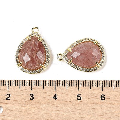 Natural Strawberry Quartz Faceted Teardrop Pendants G-I382-01G-08-1