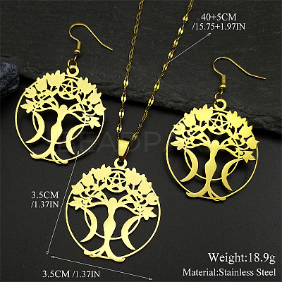304 Stainless Steel Dangle Earrings & Pendant Necklaces Sets FS-WGEFFE7-02-1