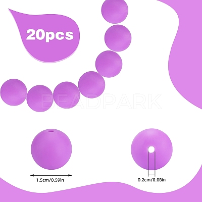 20Pcs Round Silicone Focal Beads SIL-SZ0003-20A-1