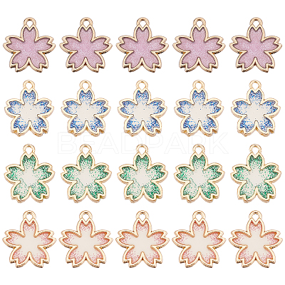 40Pcs 4 Colors Rack Plating Alloy Epoxy Resin Pendants FIND-FH0004-57-1