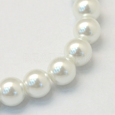 Baking Paint Pearlized Glass Pearl Round Bead Strands HY-Q330-8mm-01-1
