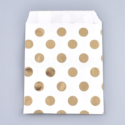 Polka Dot Pattern Eco-Friendly Kraft Paper Bags AJEW-M207-H01-03-1