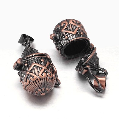 Carved Pot Rack Plating Brass Prayer Box Pendants KK-L101-33R-NF-1