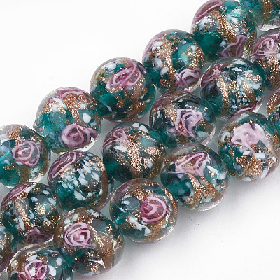Handmade Gold Sand Lampwork Beads LAMP-T006-08D-1