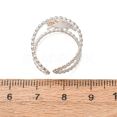 Two Tone 304 Stainless Steel Cuff Open Rings SA-CBA751F-07GP-1