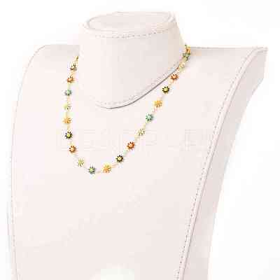Daisy Link Chain Necklaces & Bracelets Jewelry Sets SJEW-JS01138-01-1