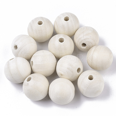 Unfinished Natural Wood Beads X-WOOD-S651-A25mm-LF-1