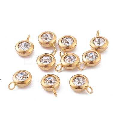 304 Stainless Steel Rhinestone Charms STAS-Z009-04-04G-1