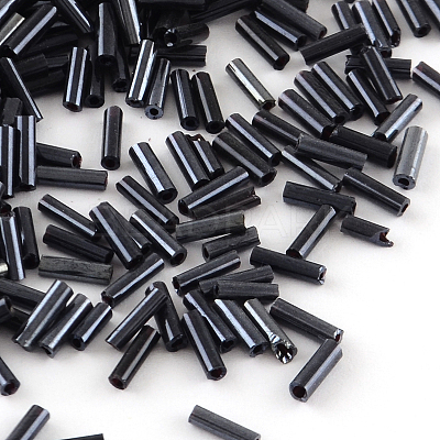 Plated Glass Bugle Beads SEED-R011-706-1