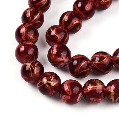 Baking Paint Glass Beads Strands DGLA-N010-10mm-07-1