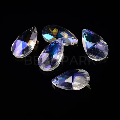 Faceted Teardrop Glass Pendants GLAA-O008-A04-1