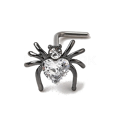 Heart Spider 316L Surgical Stainless Steel with Cubic Zirconia L-Shaped Nose Rings FS-WG44168-05-1