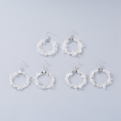 Natural Quartz Crystal Dangle Earrings EJEW-E255-D15-1