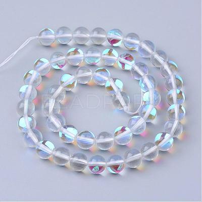 Synthetic Moonstone Beads Strands G-R375-6mm-B13-1