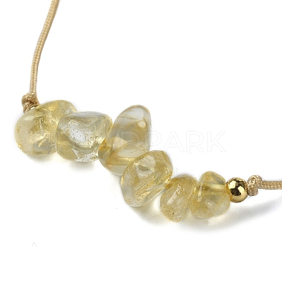 Natural Citrine Chips Braided Bead Bracelets BJEW-JB09851-11-1