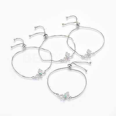 Adjustable Brass Micro Pave Cubic Zirconia Bolo Bracelets BJEW-F356-03-P-1