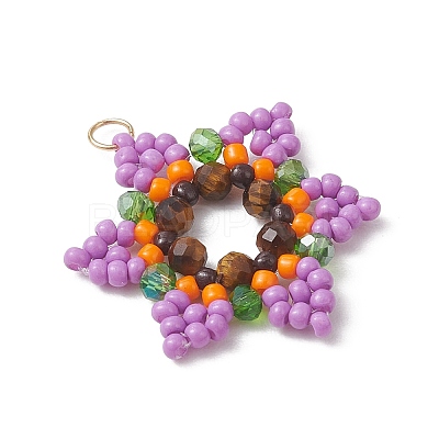 Glass Seed Beaded Pendants PALLOY-MZ01241-02-1