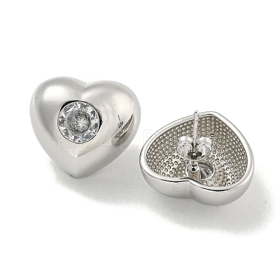 Brass Micro Pave Cubic Zirconia Stud Earrings for Women EJEW-E312-01D-P-1