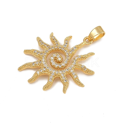 Brass Micro Pave Cubic Zirconia Pendants X-KK-K303-01G-1