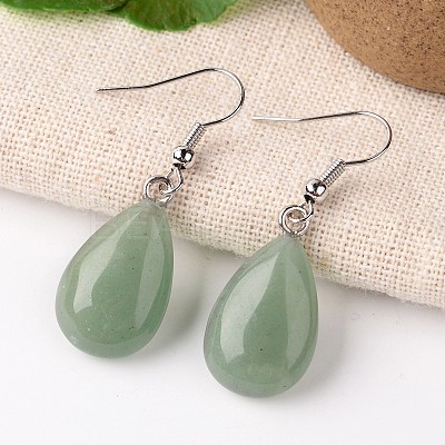 Natural & Synthetic Mixed Stone Teardrop Dangle Earrings EJEW-J089-M-1