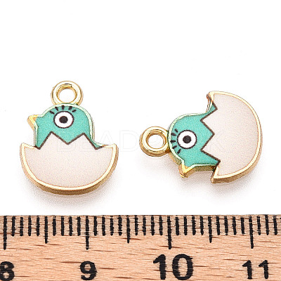 Printed Light Gold Tone Alloy Pendants ENAM-N056-204B-1
