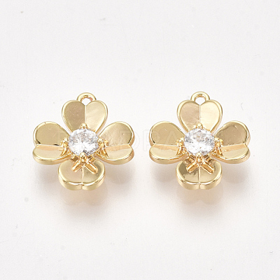 Brass Cubic Zirconia Charms X-KK-S350-289-1