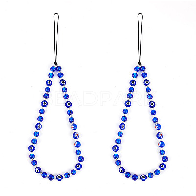 Evil Eye Lampwork Beaded Mobile Phone Straps HJEW-GO00001-1