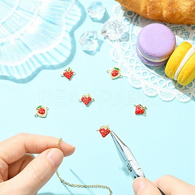 6Pcs 3 Styles Brass Micro Pave Cubic Zirconia Fruit Connector Charms KK-CJ0014-17-1