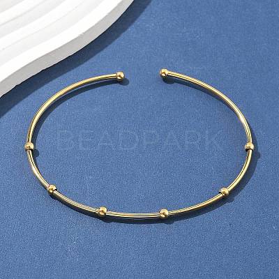 304 Stainless Steel Arm Cuff Bangles for Women AJEW-P127-03G-1